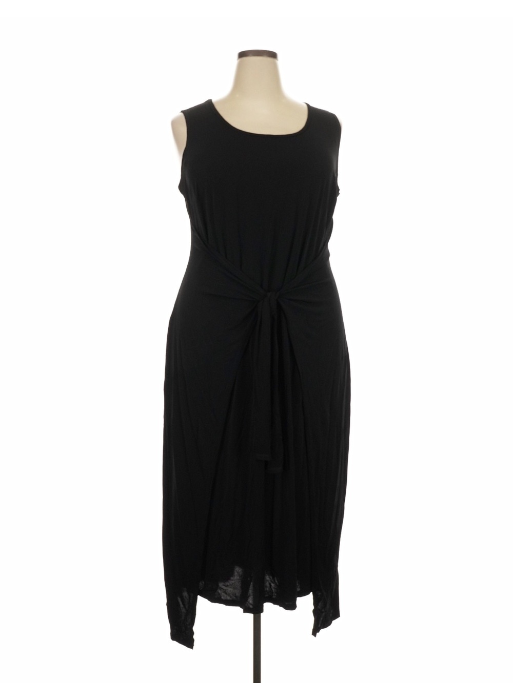Lane Bryant Black Sleeveless Midi Dress with Front Knot